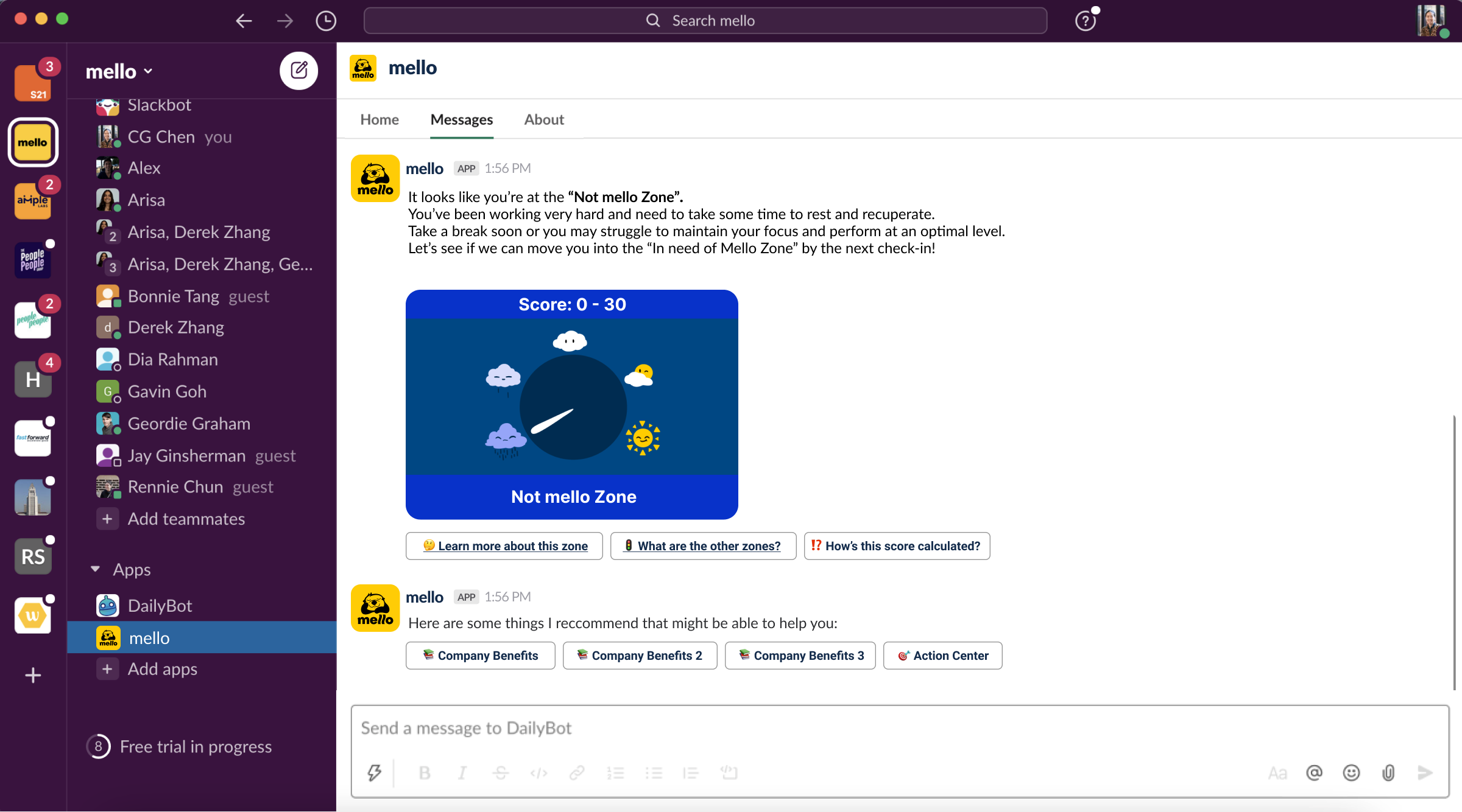 Slack app suggestions